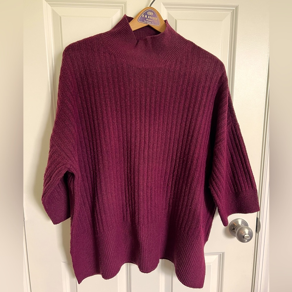 Loft Outlet Tunic Sweater in Burgundy, Size Large